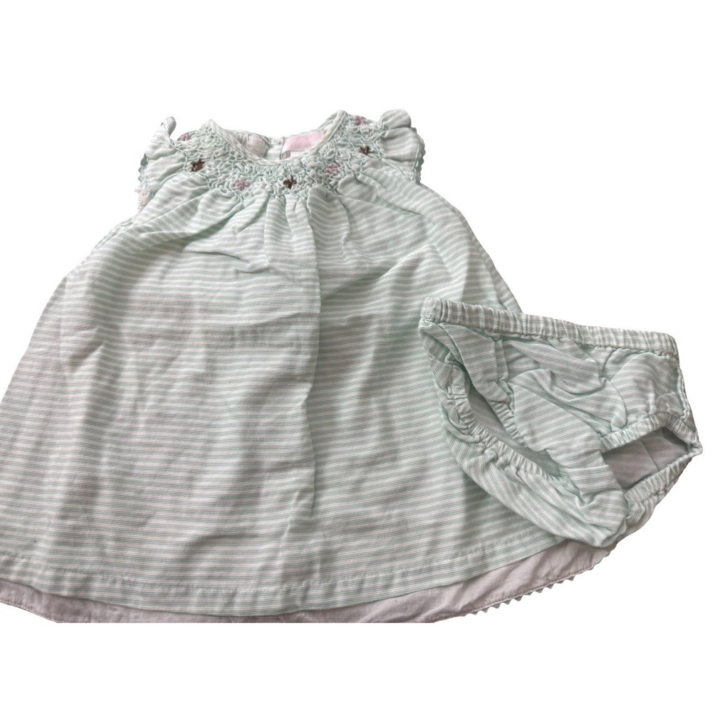 Janie and Jack Layette 0-3 months smocked striped dress bloomers set